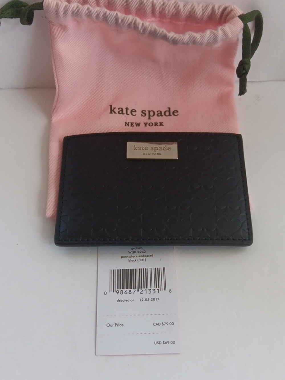 Kate Spade Penn Place Embossed Graham Card Holder Blackwallet